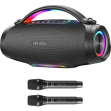Ven-Dens VD-SPK026L 240 W Bluetooth 5.3 Taşınabilir Hoparlör, 24000 Mah Batarya, LED Işık, Mikrofonlu, 20 Saate Kadar Kullanım, Siyah
