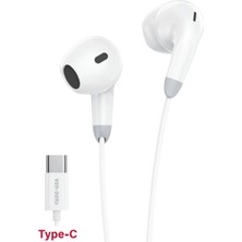 Ven-Dens VD-EAR031 Type-C Mikrofonlu Kablolu Kulak Içi Kulaklık, 14,2 mm Dinamik Sürücü, 1,2 Metre Kablo, Beyaz