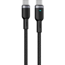 Ven-Dens VD-DCZ05 60 W Pd Type-C To Type-C Hızlı Şarj ve Veri Kablosu, 1 Metre, Naylon Örgü Kaplama, Siyah