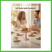 Bezos Soft Pembe Akrilik Ayaklı Kurabiyelik & Kapaklı Sunum Standı - 2 Parça Arz