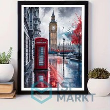 Isf Markt Elmas Boyama Seti -Londra Klasik Kırmızı Telefon Kulübesi Dıy 30X40 cm