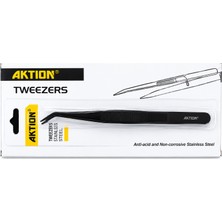 Aktion - Tweezers Iplik Takma ve Hobi Cımbız Pimli Tırtıklı Eğri Uçlu 15 cm Özel Kutusunda Nova