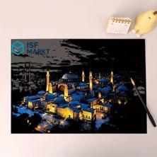 Isf Markt 4 Lü, A3 Kazıma Resim Sanatı Seti – Yıldızlı Gece Temalı – Yetişkinler Için Dıy Kazıma Sanatı