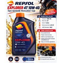 Repsol Explorer 4t 10W-40 Tam Sentetik Motosiklet Motor Yağı 1l Pipetli Kolay Dolum Jaso Ma2
