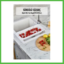 Bezos Lavoba Içi Sürgülü Açılır Kapanır Sebze Meyve Süzgeci Beyaz (Açık 38,5 cm Kapalı 34,50 cm ) Arz