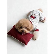 Kemique Polka Dot Rouge Minny Köpek Uyku Seti | Siyah Beyaz Puantiyeli Penye Köpek Tulumu ve Mini Yastık |2 Parça