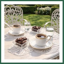 Vintessy Vıntessy 6 Lı Dantel Kahve Sunumluğu 15X15 cm Asorti Desenli Bardak Altlığı Türk Kahvesi Fincan Sunum Seti BZS01