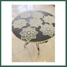 Vintessy Vıntessy 6 Lı Dantel Kahve Sunumluğu 15X15 cm Asorti Desenli Bardak Altlığı Türk Kahvesi Fincan Sunum Seti BZS01
