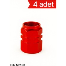 Zen Spark Kırmızı Alüminyum Altıgen Sibop Kapağı 4'lü Kırmızı Sibob Kapağı