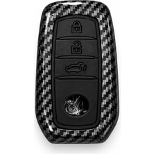 Autohan Keys Toyota C-Hr, Camry, Corolla Cross, Prius, Prado, Rav4, Hilux ile Uyumlu Karbon Anahtar Kılıfı