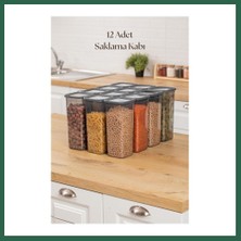 Vintessy Vıntessy 12'li Kavanoz Seti & Saklama Kabı & Erzak Kabı 12X1900 ml (20 Lı Etiket Hediyeli) BZS01