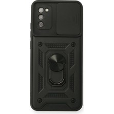SS Home Concept Samsung Galaxy A02S Kılıf Pars Lens Yüzüklü Silikon - Siyah