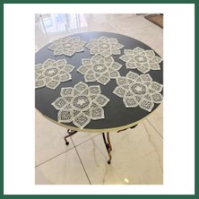 Vintessy Vıntessy 6 Lı Dantel Kahve Sunumluğu 15X15 cm Asorti Desenli Zarif Sunum Aksesuarı BZS01