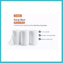 Defne Store Sargı Bezi 15 cm x 10 M 3 Adet Pamuklu Hidrofil Gazlı Bez Rulo Sargı Bezi Seti Dfnbez