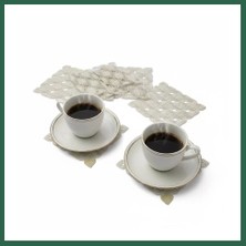 Vintessy Vıntessy 6 Lı Dantel Kahve Sunumluğu 15X15 cm Asorti Desenli Şık Bardak Altlığı BZS01