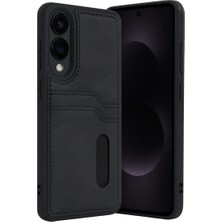 SS Home Concept Samsung Galaxy S25 Edge Sara Kartvizitli Deri Kılıf - Siyah