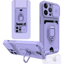 SS Home Concept Apple iPhone 13 Pro Kılıf Zuma Kartvizitli Yüzüklü Silikon - Lila
