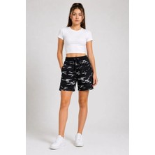 Marchè Bien Kız Çocuk Fermuarlı Cepli File Astarlı Premium Deniz Şortu - Siyah