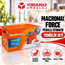 Yorulmaz Ambalaj Macromax Force Pedallı Otomatik Temizlik Seti | 360° Döner Başlıklı Mikrofiber Paspas