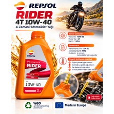 Repsol Rider 4t 10W-40 Motosiklet Motor Yağı 1 Litre Çekmeli Pipetli Kolay Dolum Jaso Ma2