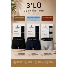 Marchè Bien Erkek Likralı Pamuklu Nefes Alan Penye Boxer3'lü Paket - Siyah & Gri & Lacivert
