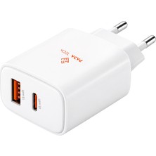 Pada Tech PDW45 45W Gan Hızlı Şarj Adaptörü, Usb-A ve Usb-C Çift Portlu, Akım Korumalı Type-C Şarj Aleti