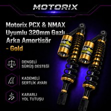 Motorix Pcx & Nmax Uyumlu 320MM Gazlı Arka Amortisör - Gold