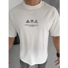 Marchè Bien Erkek Bisiklet Yaka Baskılı T-Shirt - Beyaz