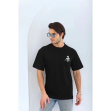 Marchè Bien Erkek Baskılı Bisiklet Yaka Kısa Kol T-Shirt - Siyah