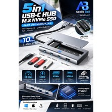 ApolloBell 5-In-1 Usb-C-Hub M.2 Nvme SSD Sabit Disk Muhafazası DEH01-017