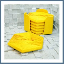 Bezos 3D Baskı Super Fidget Coaster Seti - Altıgen Desenli Bardak Altlığı ve Tutucu-Sarı Bbz