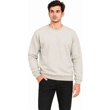 Marchè Bien Erkek Bisiklet Yaka Içi Şardonlu 2 Iplik Düz Uzun Kollu Regular Fit Sweatshirt - Gri