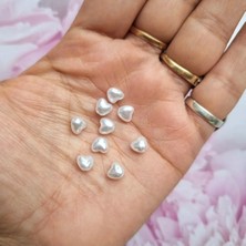 Adin Tasarım Kalp Yarım Inci Kalp Süsleme 8mm 100 Adet Süsleme Yarım Inci Boncuk Süs Boncuğu