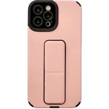 Apple iPhone 12 Pro Max Kılıf Mega Standlı Silikon - Pudra