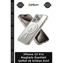 Carlburn iPhone 15 Pro Magsafe Özellikli Şeffaf Iq Silikon Kılıf Cep Aksesuarı Akıllı Kap Cihaz Kılıfı