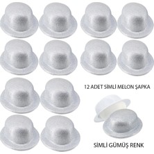 Milas Toptan Renk Simli Melon Yuvarlak Parti Şapkası 12 Adet