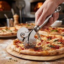 Unbranded Çift Başlıklı Paslanmaz Çelik Pizza ve Hamur Bıçağı