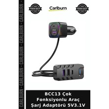 Carlburn BCC13 Çok Fonksiyonlu Araç Şarj Adaptörü 5V3.1V Ses Aktarıcı Seyahat Aleti Müzik Çalar