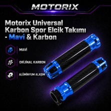 Motorix Universal Karbon Spor Elcik Takımı - Mavi & Karbon