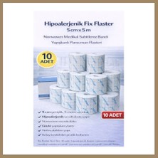 Bezos Hipoalerjenik Fix Flaster 5 cm x 5 M 10 Adet Nonwoven Medikal Sabitleme Bandı Yapışkanlı Pansuman Flasteri 22