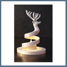 Bezos 3D Baskı Spiral Ren Geyiği Mumluk Yılbaşı Dekoratif Ren Geyiği Tealight Mum Tutucu - Beyaz Bbz