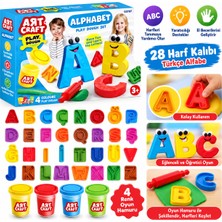 Alymo Store Alphabet Oyun Hamuru Alfabe Seti – 4 Renk Oyun Hamuru ve Türkçe Harf Kalıpları, Eğitici Aktivite Oyuncağı 3+ Yaş