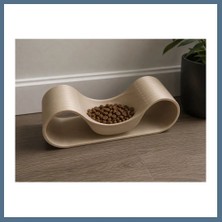 Bezos 3D Baskı Dalgalı Formlu Mama Kabı Kedi ve Köpek Yemek Kabı Modern Eğimli Mama Kabı - Bej Bbz