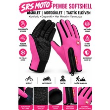 Assa Moto Pembe Softshell Dokunmatik Içi Polar Rüzgar Geçirmez Kaymaz Kadın Motosiklet Eldiveni & Pembe Kadın Bisiklet Eldiveni