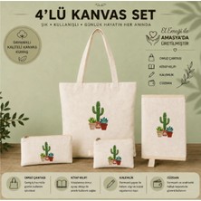 Janjan 4'lü Kanvas El Yapımı Çanta Seti , Omuz Çantası,kitap Kılıfı,cüzdan ve Kalemlik,çanta Seti,kitap Çantası,hediyelik Çanta Seti,kitap Sever Hediyesi,organizer,defter Ajanda Kılıfı