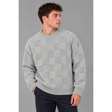 Stil Kombin Oversize Peluş Kare Desen Kışlık Kazak Dp 18381_10062
