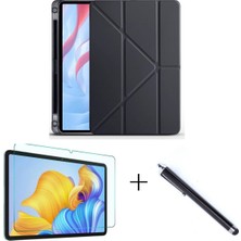 Constraın - Huawei Honor Pad X9 11.5 Inç ile Uyumlu Kalem Bölmeli Standlı Kılıf Nano Ekran Koruyucu Kalem - Siyah