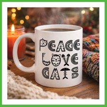 Bezos Peace Love Cats – Sevimli Kedi Desenli Porselen Kupa Model 60 Kahve & Çay Kupası Arz