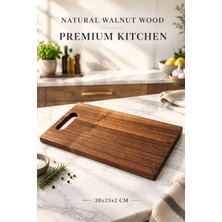 HICOWOOD Doğal Ceviz Ağacından El Yapımı Ahşap Sunum ve Kesme Tahtası – 38x25 cm -Lazerle İsim/Söz Yazılır