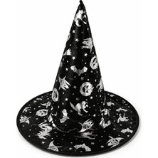 Orca Süs Gümüş Renkli Halloween Desenli Cadı Şapkası